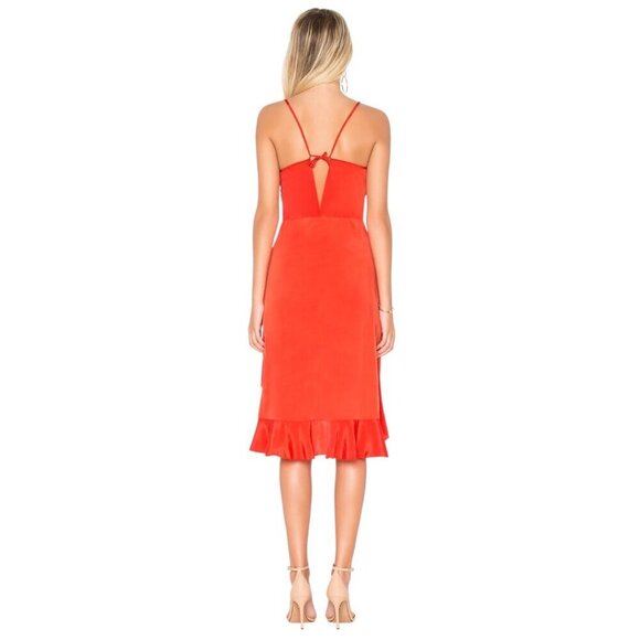 Cleobella Whispers Slip Embroidered Ruffle Midi Dress Spice Red - Picture 3 of 14